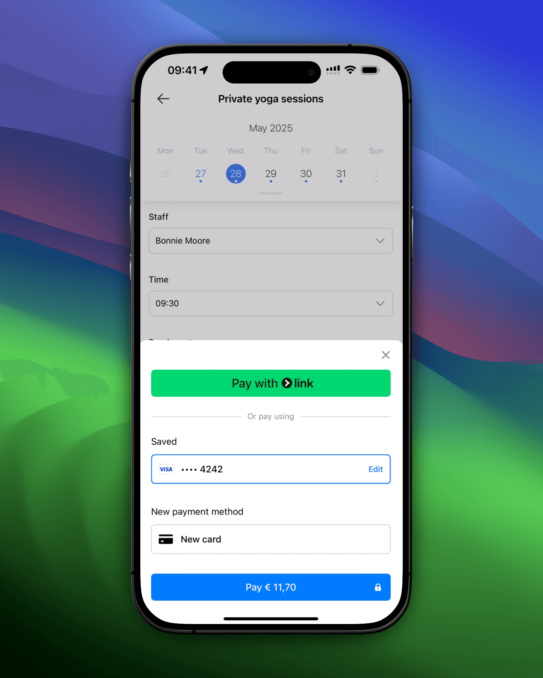 Mobile screenshot of payment dialog for membership