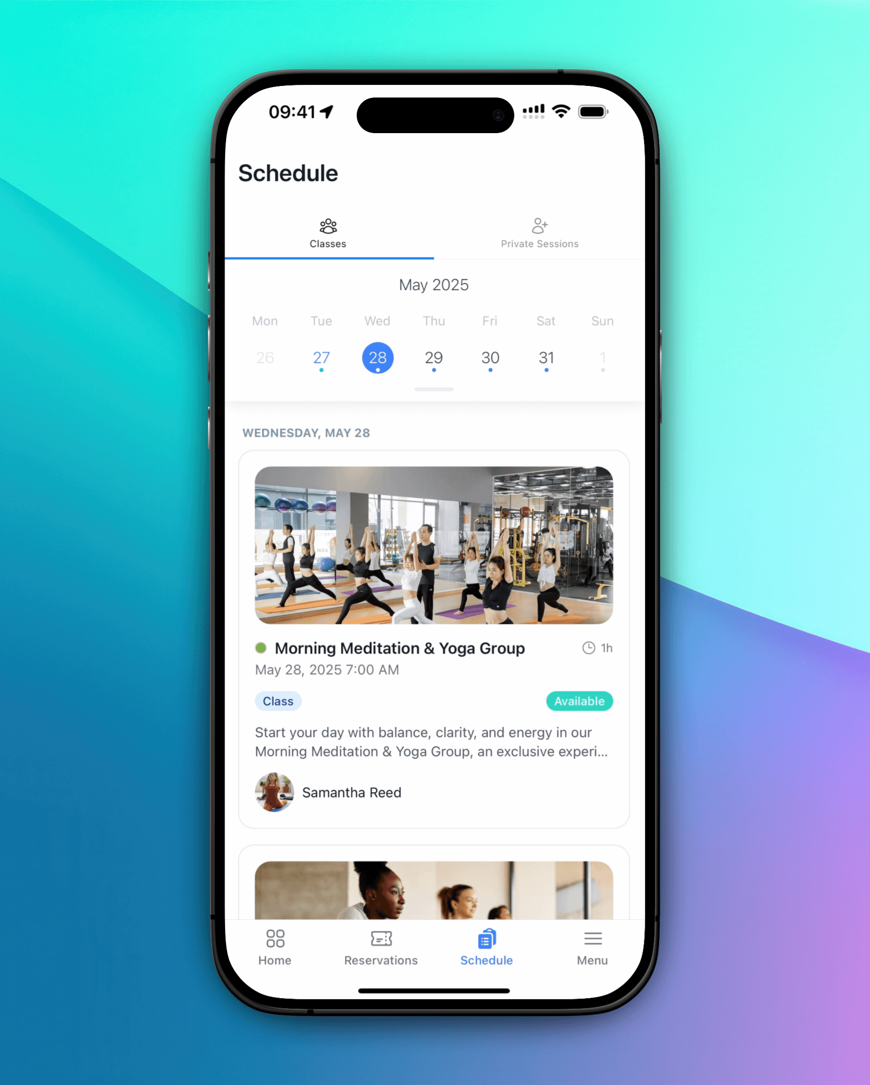 Mobile screenshot von available Kurse auf die Mitglieder-App