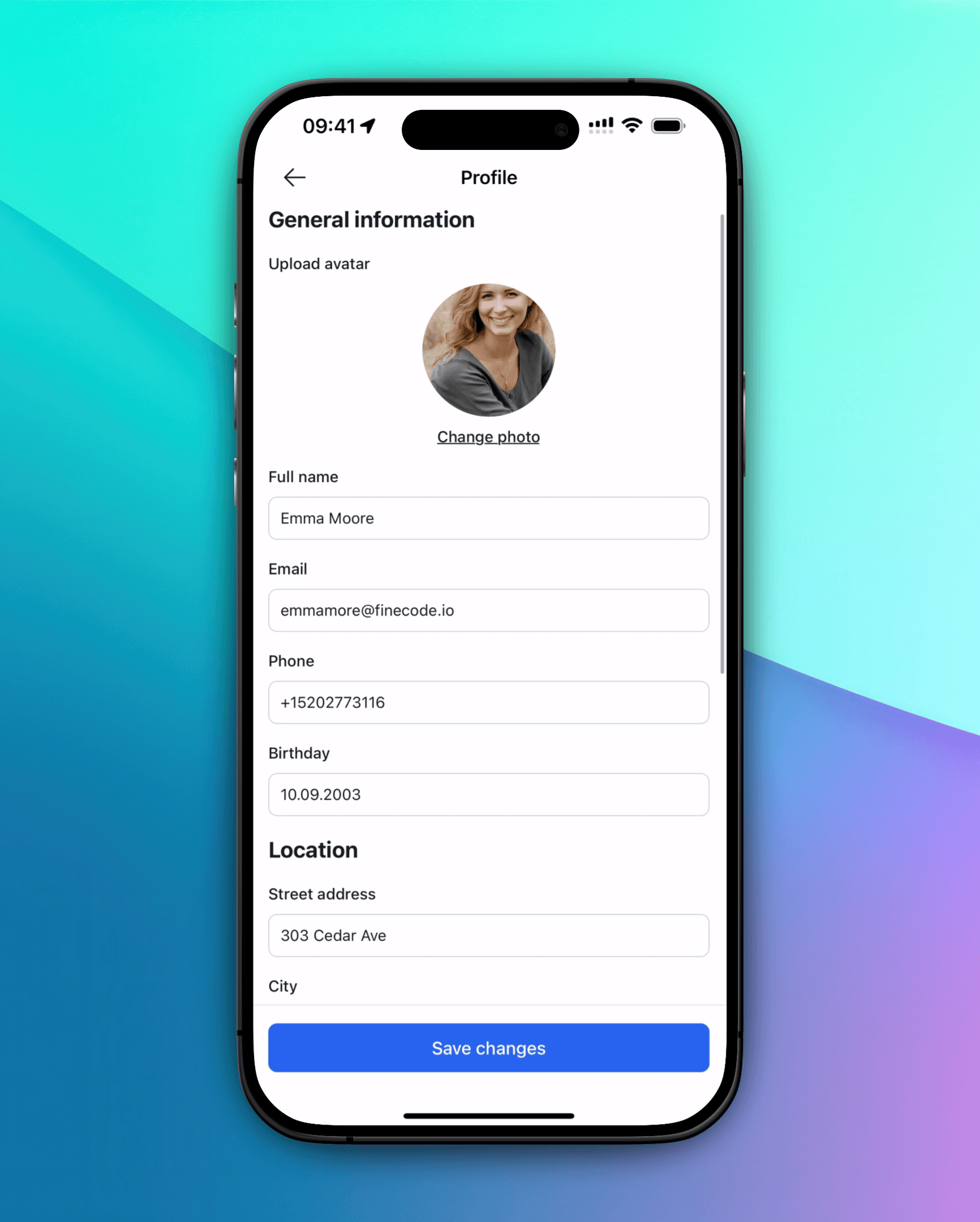 Mobile screenshot von edit Profil Funktion auf Mitglied ap