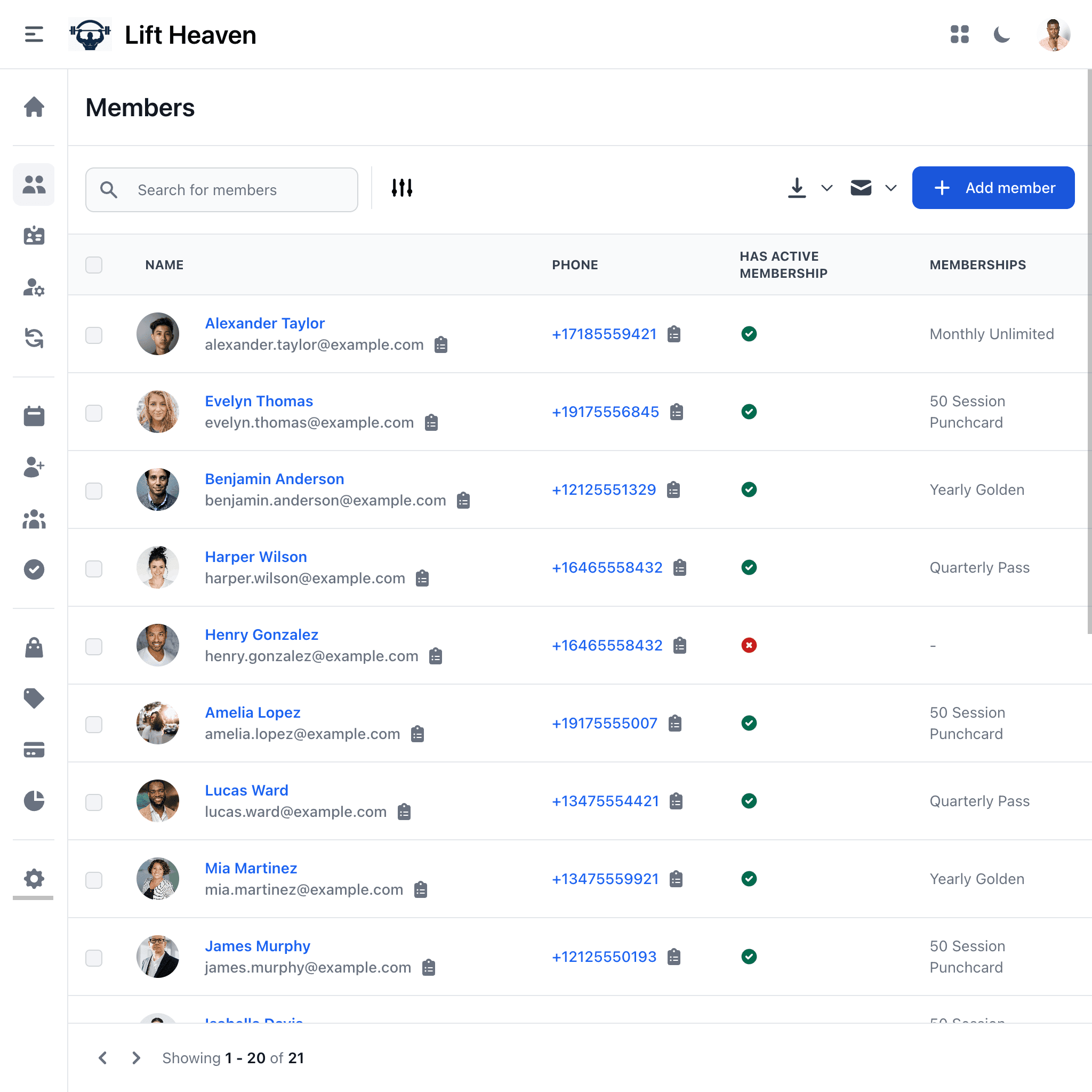 Finegym Member Management Feature