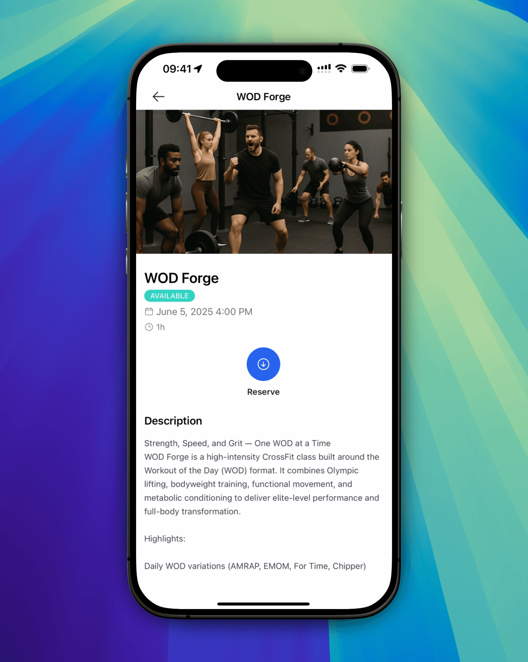CrossFit Kurs Terminplanung auf Mitglieder-App screenshot