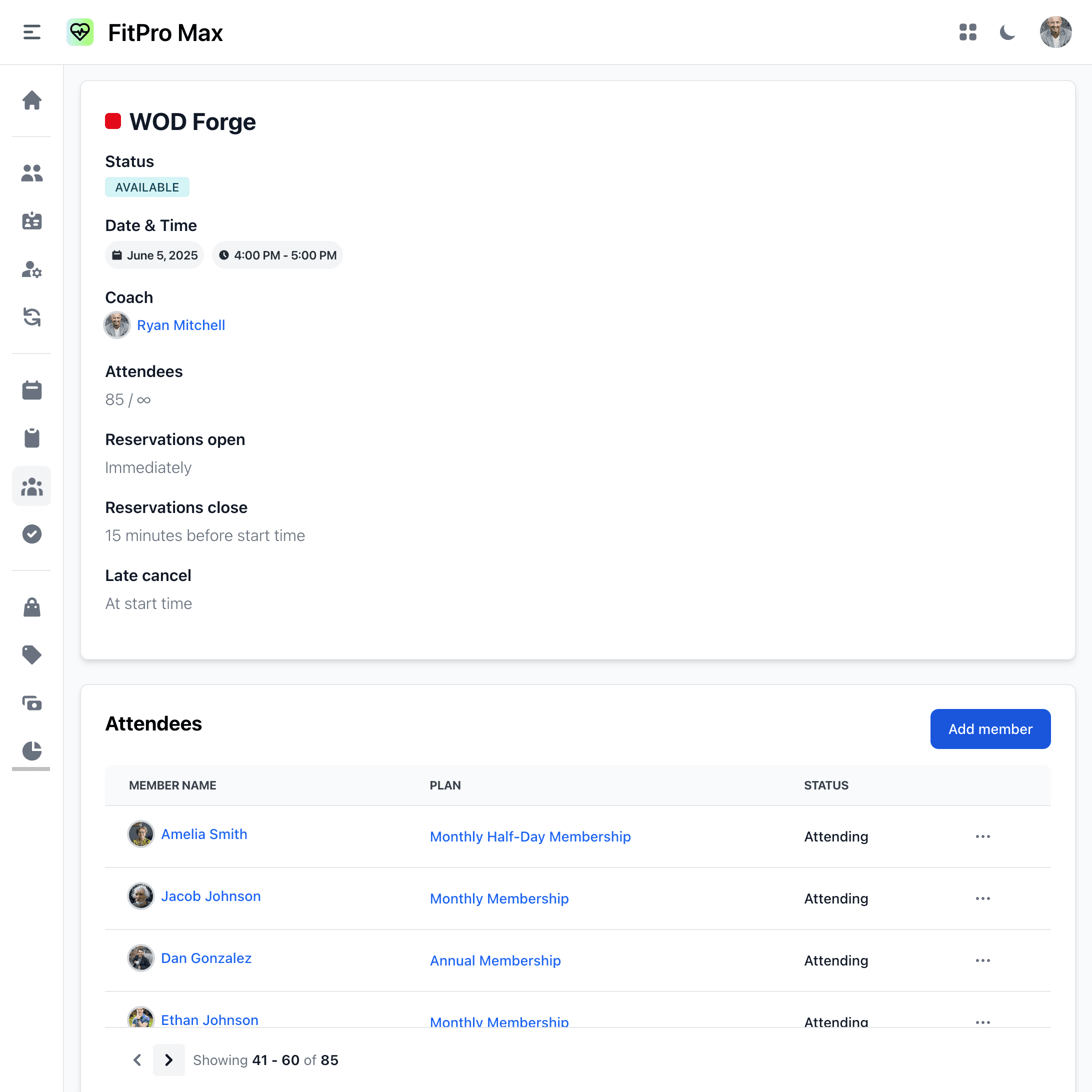 CrossFit Class Management Screenshot CrossFit class management screenshot